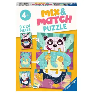 Mix &amp; match 3x24 pieces funny animals puzzles Ravensburger image-0