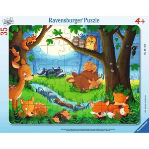 35 pieces jigsaw puzzle frame the little animals fall asleep Ravensburger image-0