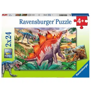 2 puzzles 24 pieces mammoths and dinosaurs Ravensburger image-0