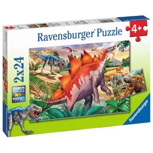 2 puzzles 24 pieces mammoths and dinosaurs Ravensburger image-1