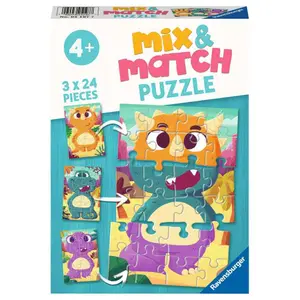 3 puzzles 24 pieces Cute Mix & Match Dinosaurs Ravensburger image-3