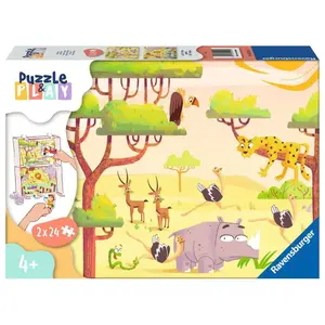 2x24-piece puzzle &amp; play safari time Ravensburger image-0
