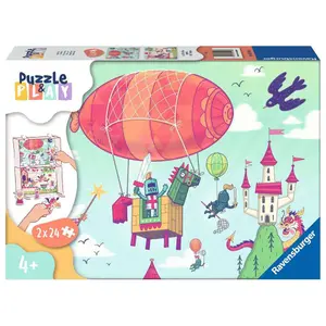 2x24-piece puzzle &amp; play fête au royaume Ravensburger image-0