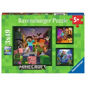 3 puzzles 49 pieces biomes of minecraft Ravensburger image-0
