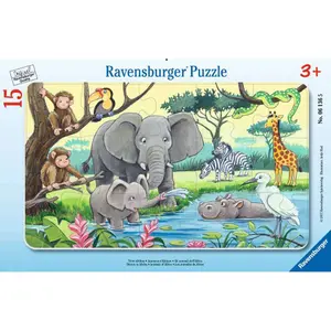 Puzzle frame 15 pieces animals of Africa Ravensburger image-0