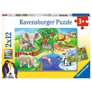 2 puzzles 12 pieces the animals of the zoo Ravensburger image-0