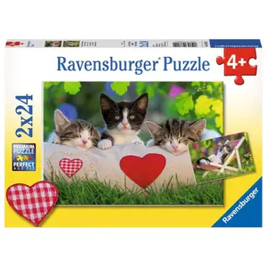 2 puzzles 24 pieces kittens at rest Ravensburger image-0