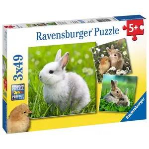 3 puzzles 49 pieces cute little rabbits Ravensburger image-0