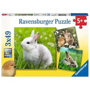 3 puzzles 49 pieces cute little rabbits Ravensburger image-1