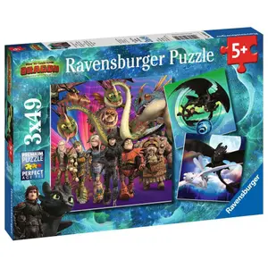 3 puzzles 49 pieces taming dragons / dragons 3 Ravensburger image-3