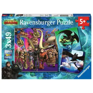 3 puzzles 49 pieces taming dragons / dragons 3 Ravensburger image-0