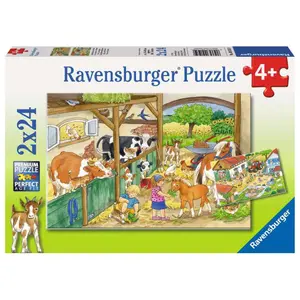 Happiness on the farm 2x24-piece puzzle Ravensburger image-0