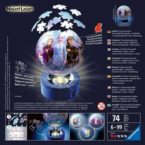 Puzzle 72 pieces 3d ball illuminated - disney the snow queen 2 Ravensburger image-1