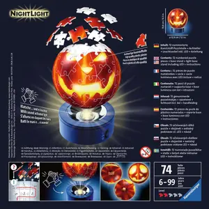 Puzzle 72 pieces 3d ball illuminated - Halloween pumpkin Ravensburger image-1