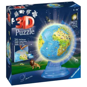 Puzzle of 180 pieces 3d globe illuminated Ravensburger image-1
