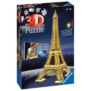 Puzzle 216 pieces 3d eiffel tower illuminated Ravensburger image-0