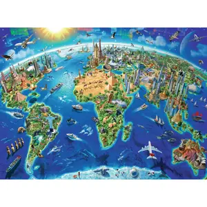 Puzzle 300 pieces xxl world monuments map Ravensburger image-1