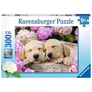 300 pieces puzzle xxl cute puppies in basket Ravensburger image-0