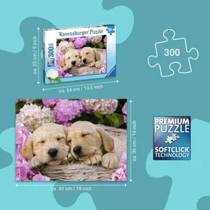 300 pieces puzzle xxl cute puppies in basket Ravensburger image-2