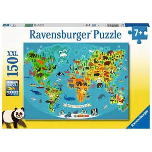 150 pieces jigsaw puzzle xxl the world map of animals Ravensburger image-0