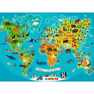 150 pieces jigsaw puzzle xxl the world map of animals Ravensburger image-1