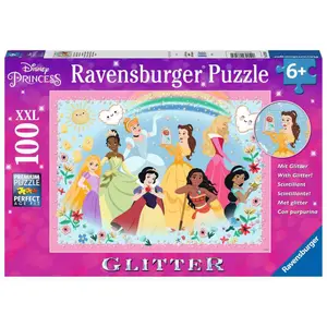 100 pieces puzzle xxl strong, beautiful and brave / disney princesses - glitter collection Ravensburger image-0