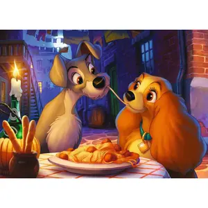 1000 pieces jigsaw puzzle beauty and the tramp - collection disney Ravensburger image-1