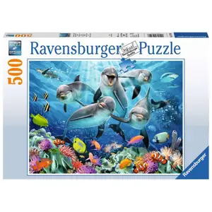 500 pieces puzzle dolphins on the coral reef Ravensburger image-0