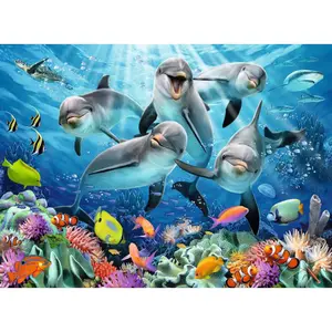 500 pieces puzzle dolphins on the coral reef Ravensburger image-1