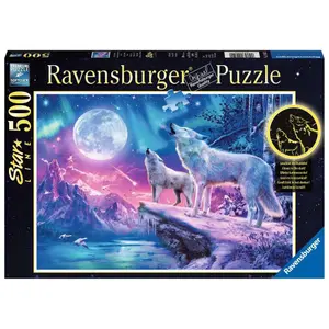 Puzzle 500 pieces star line wolves under the northern lights Ravensburger image-0