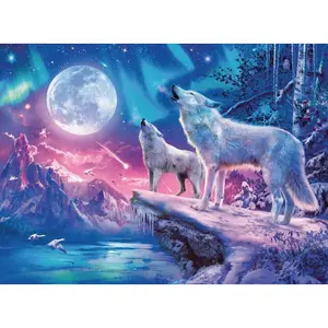 Puzzle 500 pieces star line wolves under the northern lights Ravensburger image-1