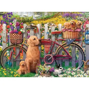 500-piece puzzle of cute dogs in the garden Ravensburger image-1