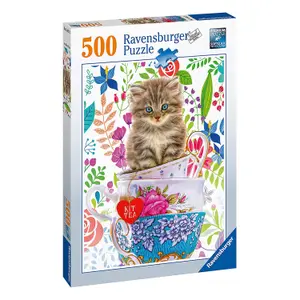 500-piece puzzle kitten in a cup Ravensburger image-0