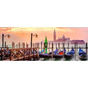 1000 pieces jigsaw puzzle gondolas in venice - panorama Ravensburger image-1