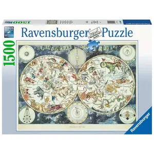 1500 pieces jigsaw puzzle world map of fantasy animals Ravensburger image-0