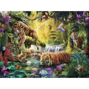 1500 piece puzzle tigres at the waterfront Ravensburger image-1