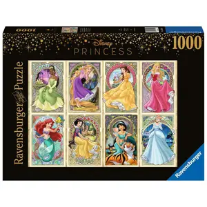 1000 pieces puzzle disney art nouveau princesses Ravensburger image-0
