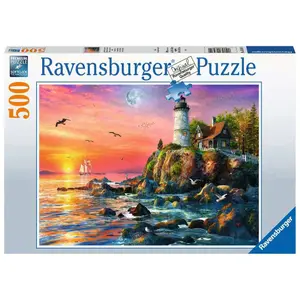 500-piece lighthouse at sunset puzzle Ravensburger image-0