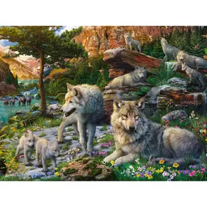 1500 pieces puzzle wolves in spring Ravensburger image-1