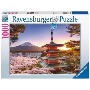1000 pieces jigsaw puzzle cherry blossoms of the mount fuji Ravensburger image-0