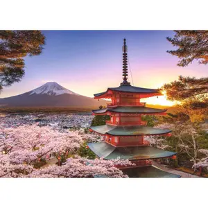 1000 pieces jigsaw puzzle cherry blossoms of the mount fuji Ravensburger image-1