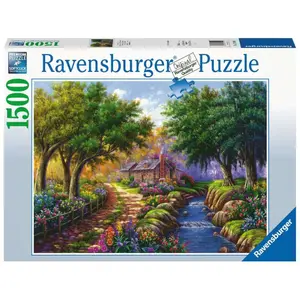 1500 piece cottage puzzle by the river Ravensburger image-0