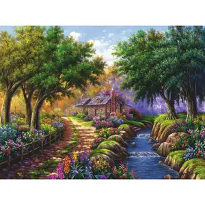 1500 piece cottage puzzle by the river Ravensburger image-1
