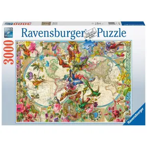 Puzzle 3000 pieces map of flora and fauna Ravensburger image-0