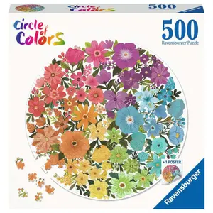 Round jigsaw puzzle 500 pieces flowers - circle of colors Ravensburger image-0