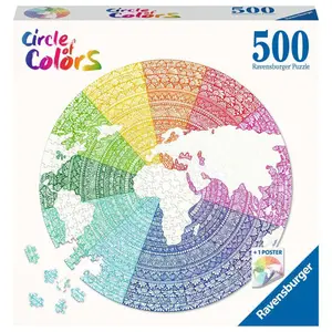 Round jigsaw puzzle 500 pieces mandala - circle of colors Ravensburger image-0