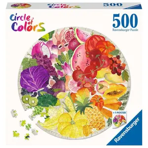 Round jigsaw puzzle 500 pieces fruits and vegetables - circle of colors Ravensburger image-0