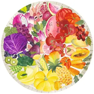 Round jigsaw puzzle 500 pieces fruits and vegetables - circle of colors Ravensburger image-2