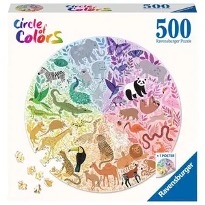 Round jigsaw puzzle 500 pieces animals - circle of colors Ravensburger image-0