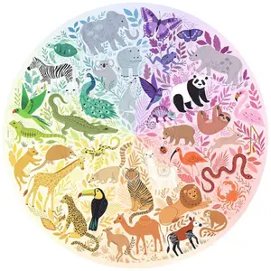 Round jigsaw puzzle 500 pieces animals - circle of colors Ravensburger image-2